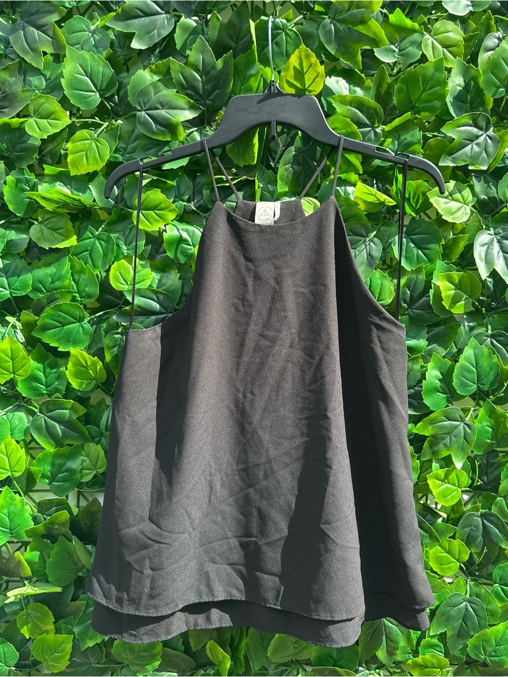 Paper Crane Black Halter Camisole